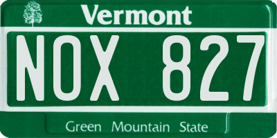 VT license plate NOX827