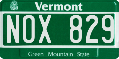VT license plate NOX829