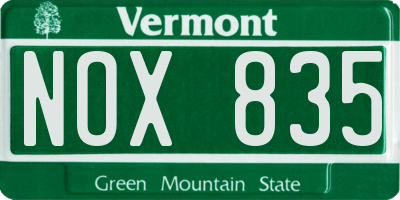 VT license plate NOX835