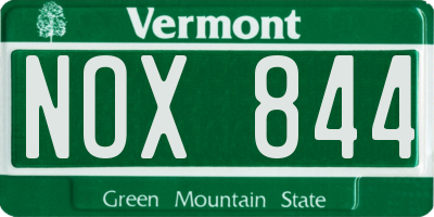 VT license plate NOX844