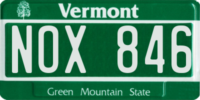 VT license plate NOX846