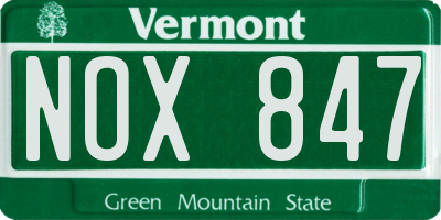 VT license plate NOX847