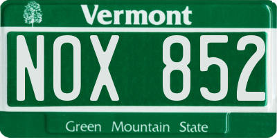 VT license plate NOX852