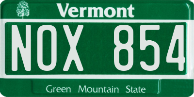 VT license plate NOX854