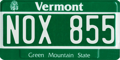 VT license plate NOX855