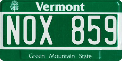 VT license plate NOX859