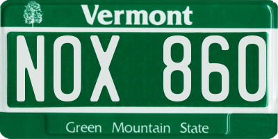 VT license plate NOX860