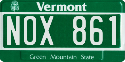 VT license plate NOX861