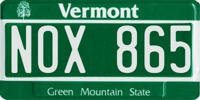 VT license plate NOX865