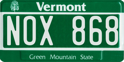 VT license plate NOX868