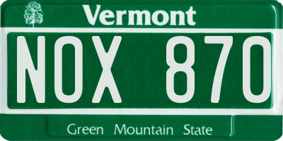 VT license plate NOX870