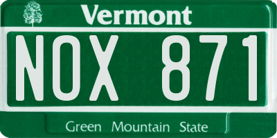 VT license plate NOX871