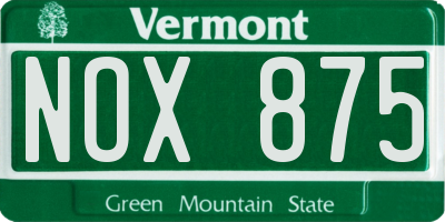 VT license plate NOX875