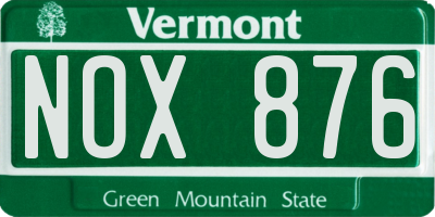VT license plate NOX876