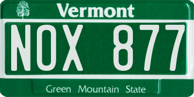 VT license plate NOX877