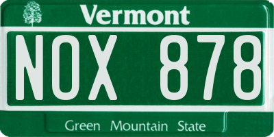 VT license plate NOX878
