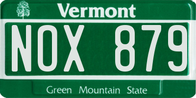 VT license plate NOX879