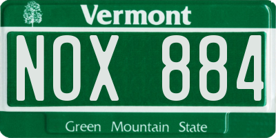 VT license plate NOX884