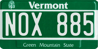 VT license plate NOX885
