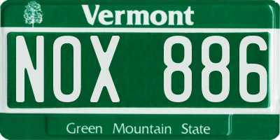 VT license plate NOX886