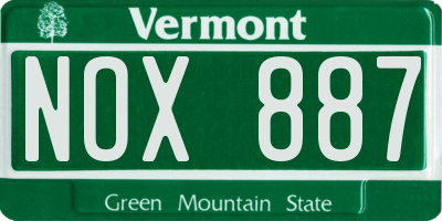 VT license plate NOX887