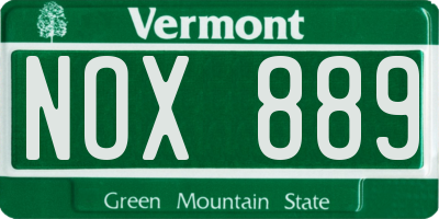 VT license plate NOX889
