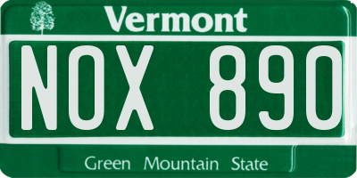 VT license plate NOX890