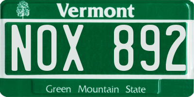 VT license plate NOX892