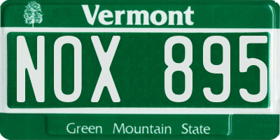 VT license plate NOX895