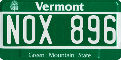 VT license plate NOX896
