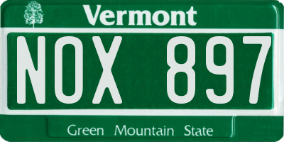 VT license plate NOX897