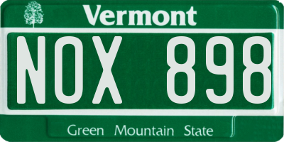 VT license plate NOX898