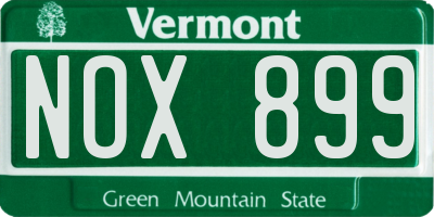 VT license plate NOX899