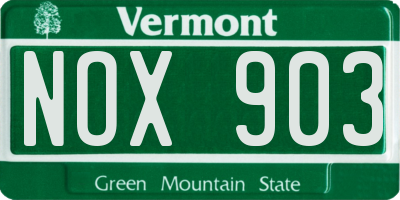 VT license plate NOX903