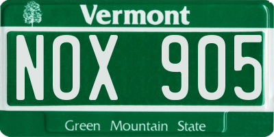 VT license plate NOX905
