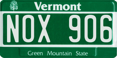 VT license plate NOX906
