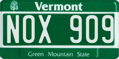 VT license plate NOX909
