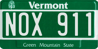 VT license plate NOX911