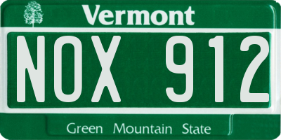 VT license plate NOX912