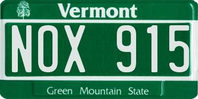 VT license plate NOX915