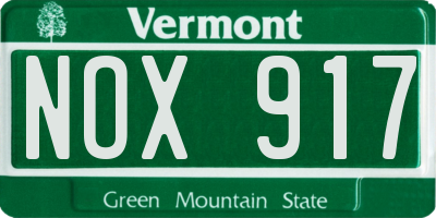 VT license plate NOX917