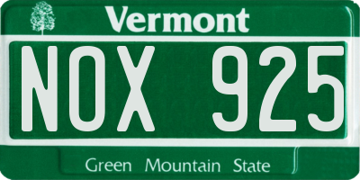 VT license plate NOX925