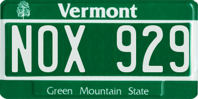 VT license plate NOX929