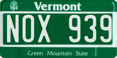 VT license plate NOX939