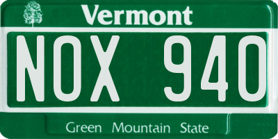 VT license plate NOX940