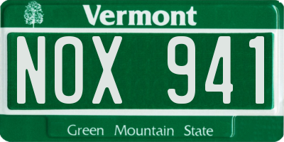 VT license plate NOX941