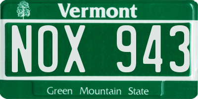 VT license plate NOX943