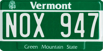 VT license plate NOX947