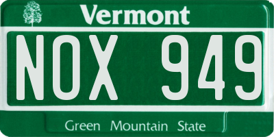 VT license plate NOX949