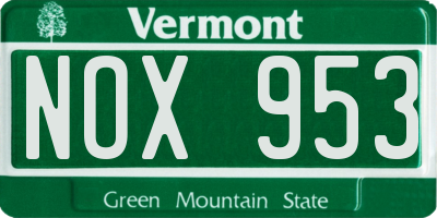 VT license plate NOX953